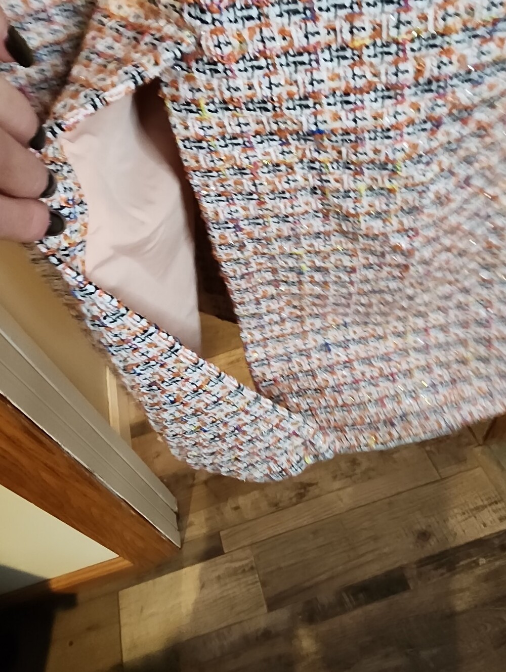 Boden Multi-Color Tweed Long Trench Coat - Picture 8 of 8